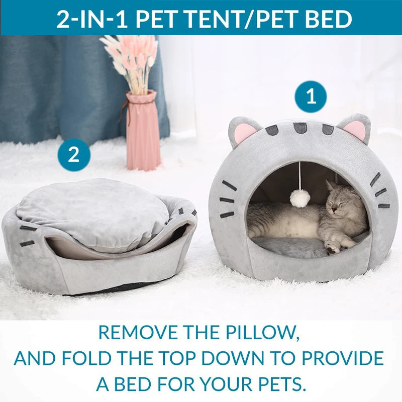 đ„ Super Warmes Katzenbett â Kuschelige Höhle mit Zeltdesign fĂŒr erholsamen Winterschlaf!