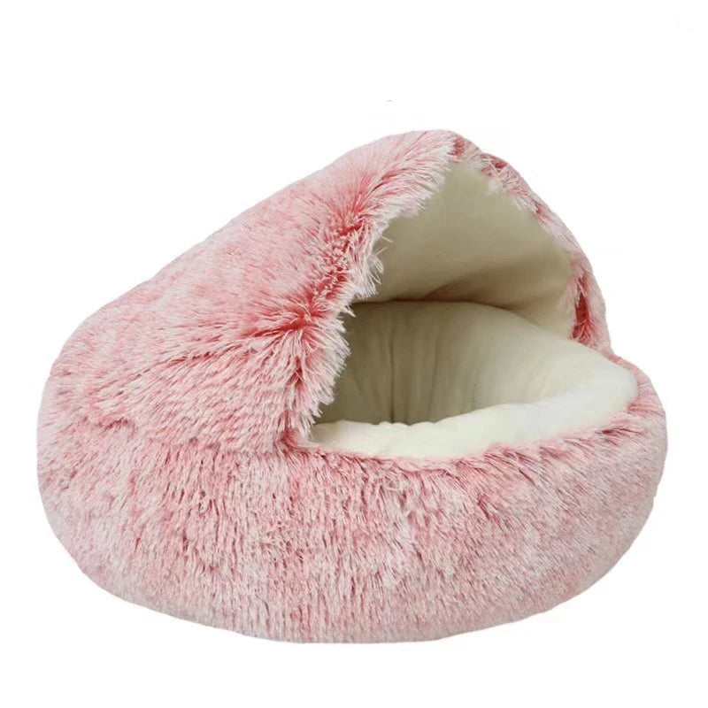 Katzenbett, Haustiermatratze, warmes, weiches Plüsch-Haustierbett mit Bezug, rund, für Katzen, Hunde, Schlafnest, Höhle für kleine Hunde, Kätzchen