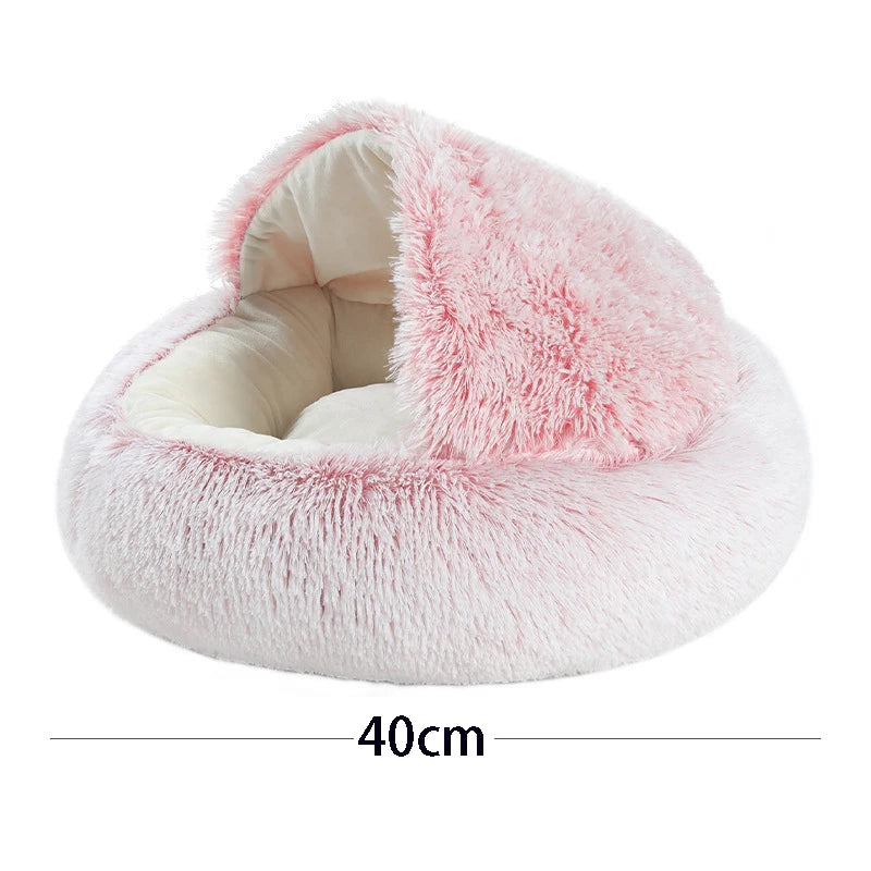 Katzenbett, Haustiermatratze, warmes, weiches Plüsch-Haustierbett mit Bezug, rund, für Katzen, Hunde, Schlafnest, Höhle für kleine Hunde, Kätzchen