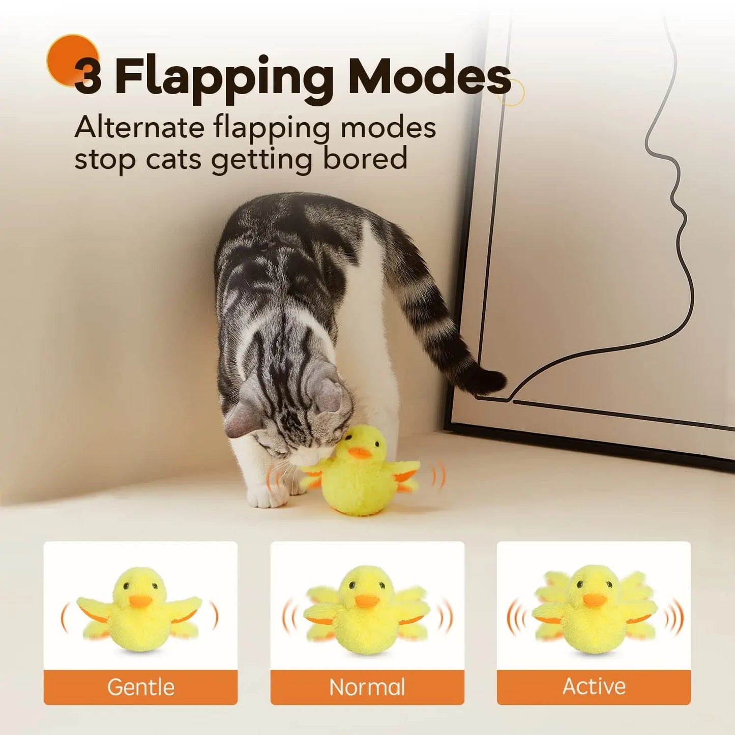 Katzenspielzeug, klappende Quacking-Ente, elektrischer Vogel, wiederaufladbar, mit Katzenminze, Touch-aktiviertes Plüschtier, Kätzchenspielzeug, interaktives Spielzeug