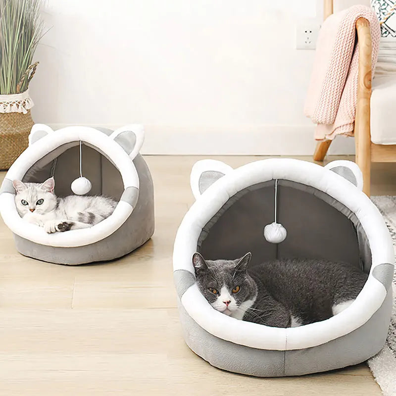 🐾 Kuscheliges Katzenbett mit Zeltdach – Gemütliche Höhle für kleine & große Samtpfoten!