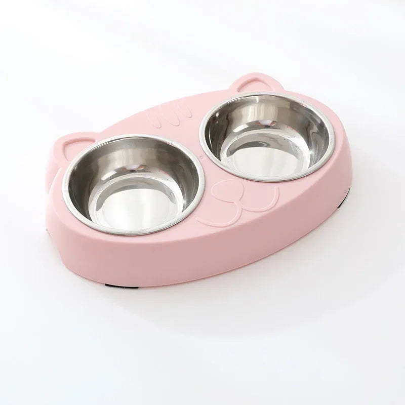 Macaron Haustier Doppelnapf Kunststoff Kätzchen Hundefutter Trinktablett Feeder Katze Fütterung Heimtierbedarf Zubehör