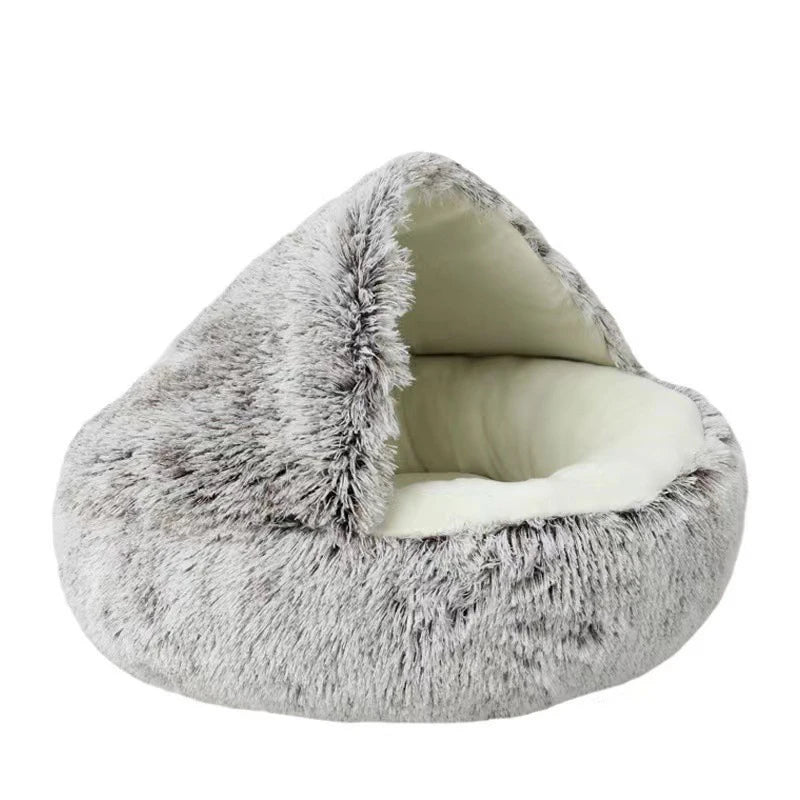 Katzenbett, Haustiermatratze, warmes, weiches Plüsch-Haustierbett mit Bezug, rund, für Katzen, Hunde, Schlafnest, Höhle für kleine Hunde, Kätzchen