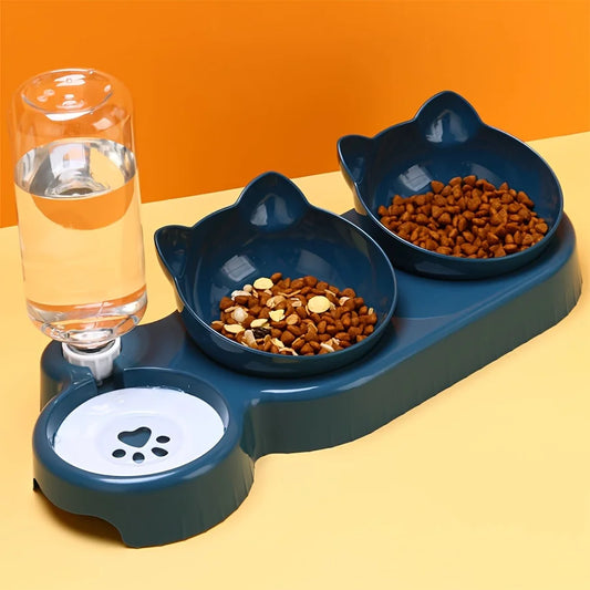 🐾 3-in-1 Haustierschale mit Schwerkraft-Wasserflasche – Geniales Ohr-Design für gesundes Fressen & Trinken!