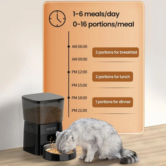 🐾 ROJECO Automatischer Futterautomat – Praktische Tastatur-Version für präzise Fütterung!