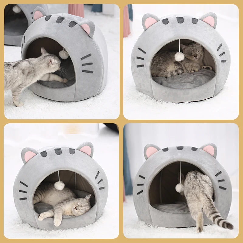 🔥 Super Warmes Katzenbett – Kuschelige Höhle mit Zeltdesign für erholsamen Winterschlaf!