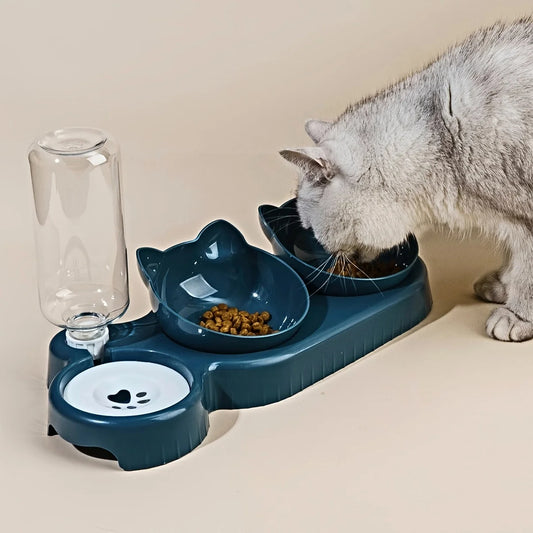 🐾 3-in-1 Haustierschale mit Schwerkraft-Wasserflasche – Geniales Ohr-Design für gesundes Fressen & Trinken!