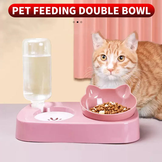 🐾 Premium Doppel-Napf für Haustiere – Automatische Trinkwasser-Station & Futterschale in Einem!