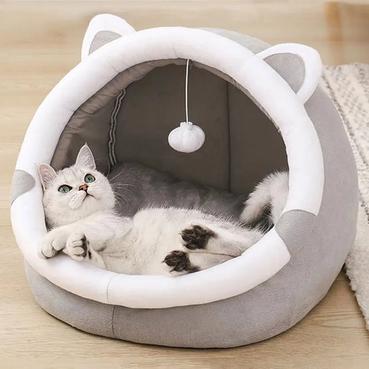 🐾 Kuscheliges Katzenbett mit Zeltdach – Gemütliche Höhle für kleine & große Samtpfoten!
