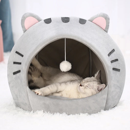 🔥 Super Warmes Katzenbett – Kuschelige Höhle mit Zeltdesign für erholsamen Winterschlaf!
